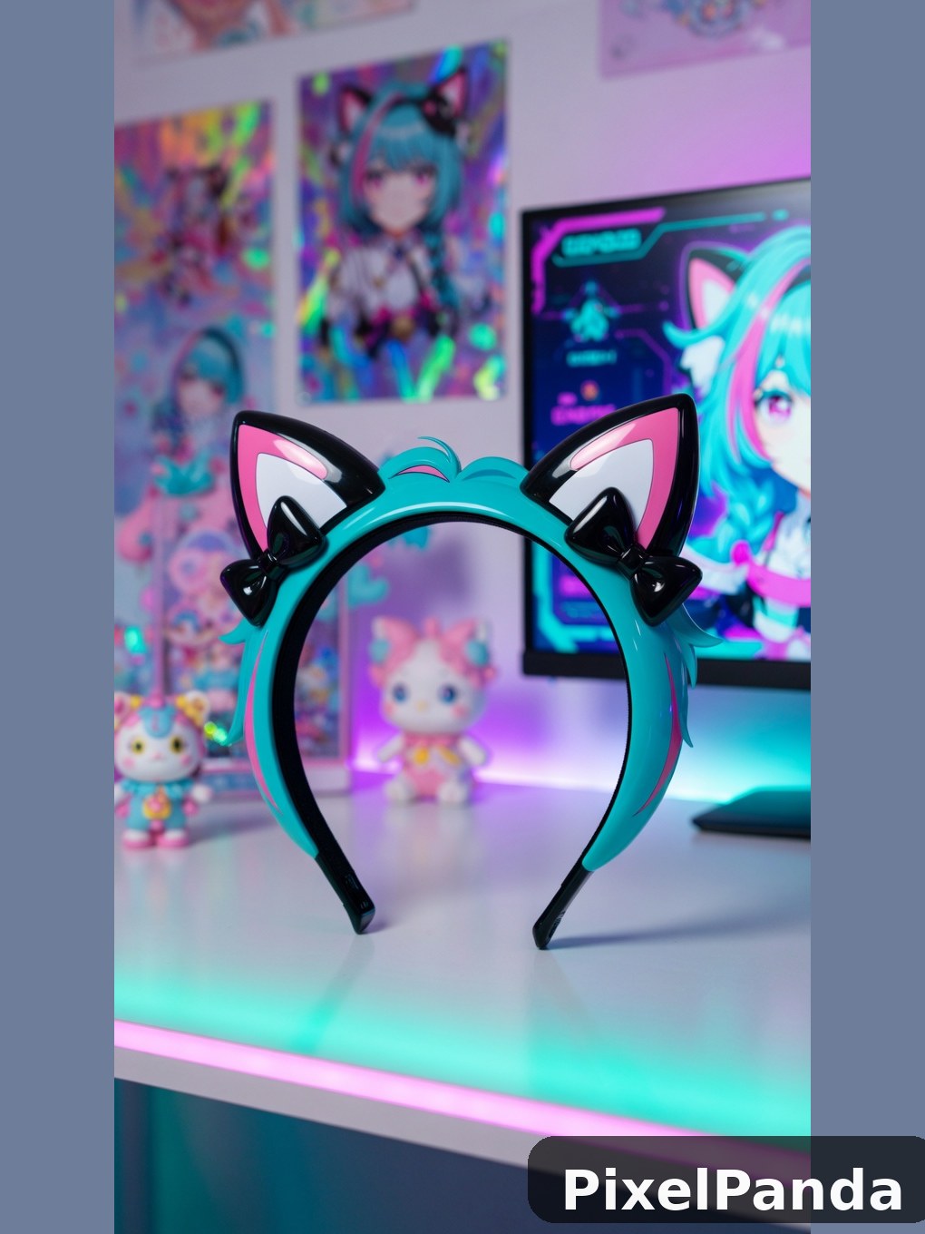 Neon Gaming Setup — Made with PixelPanda