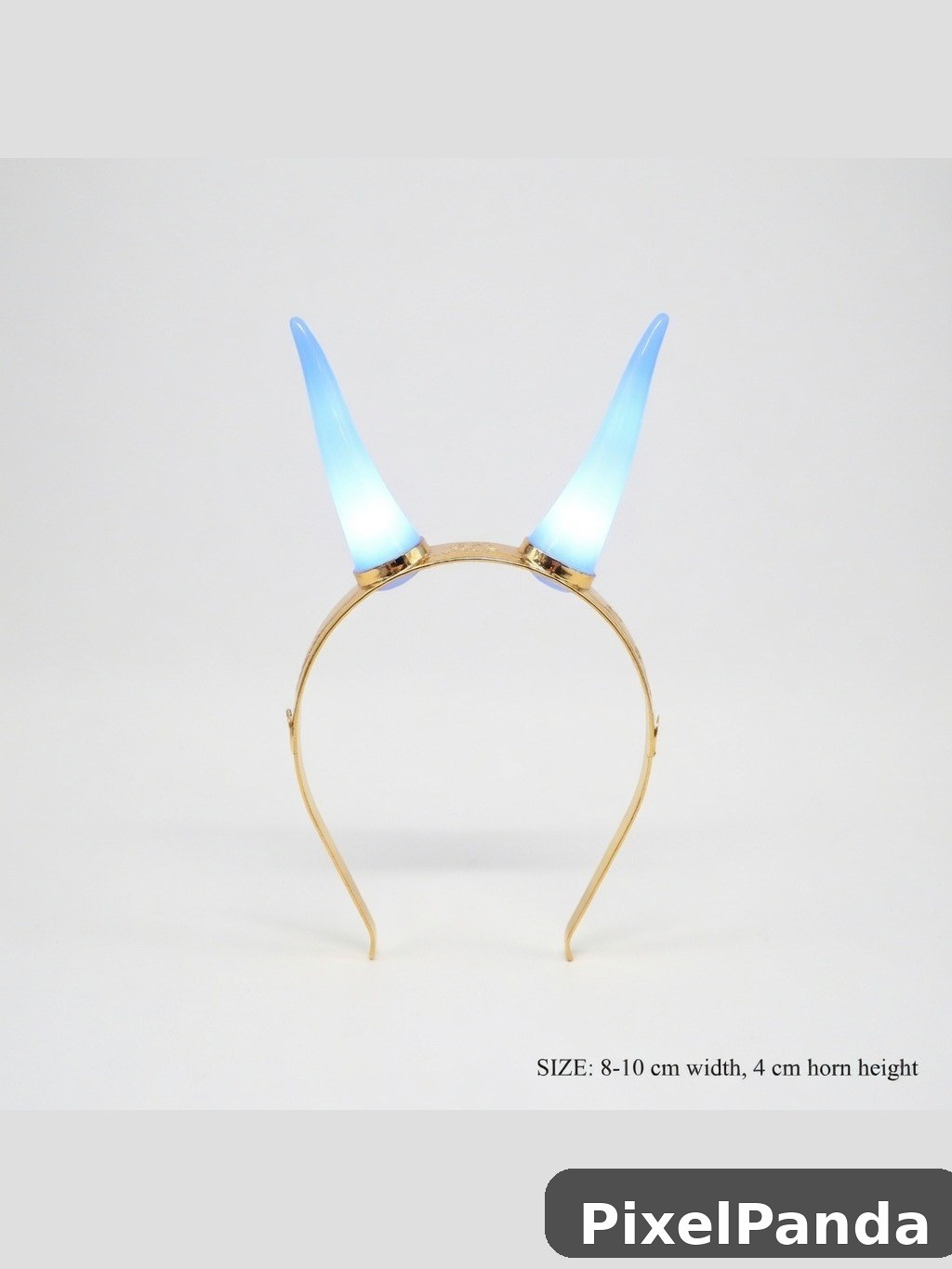 Glowing blue horn headband with gold metal band