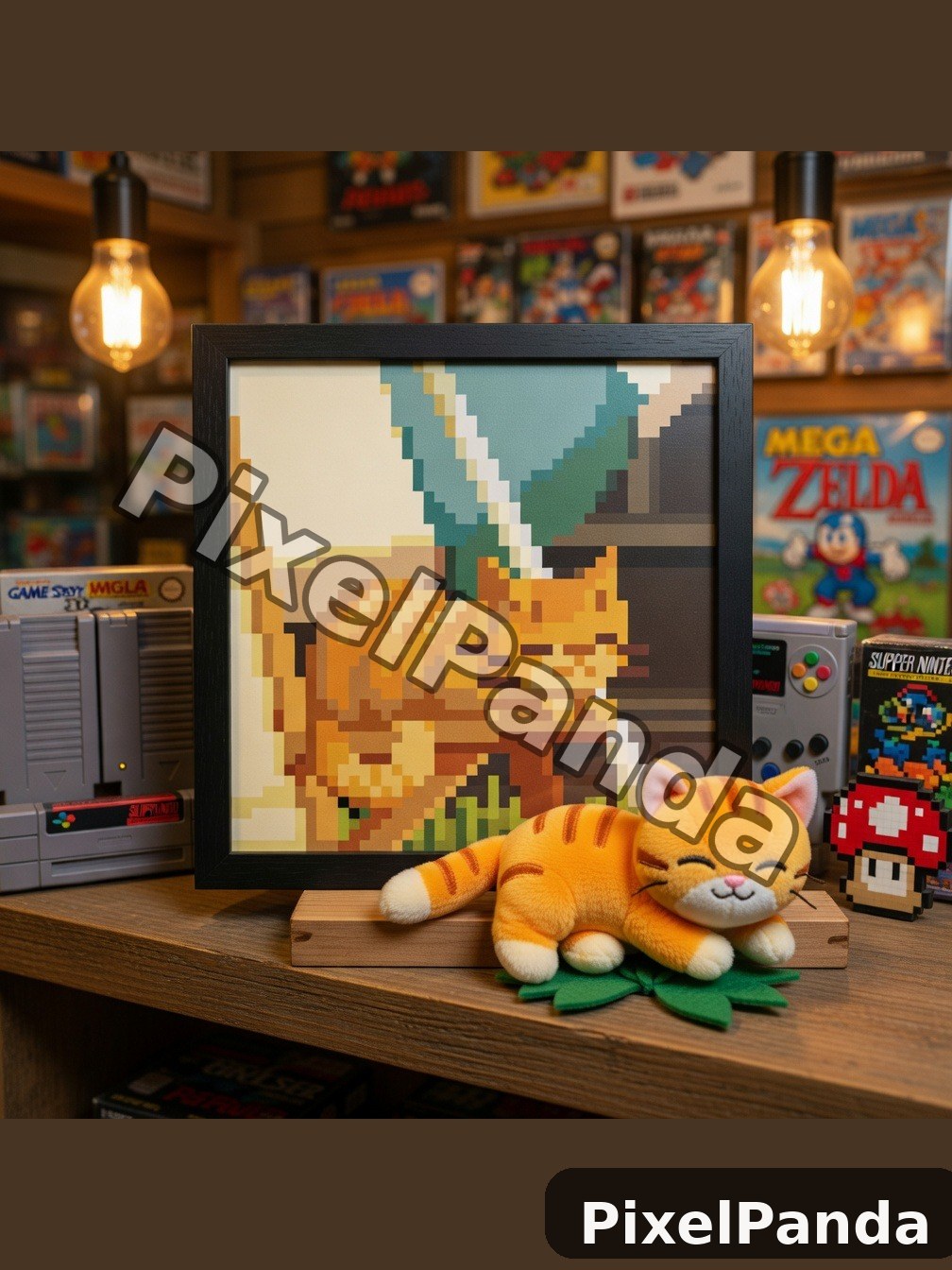 Retro Game Store Shelf — Made with PixelPanda