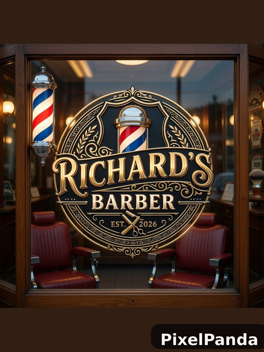 Barbershop Window Display — Made with PixelPanda