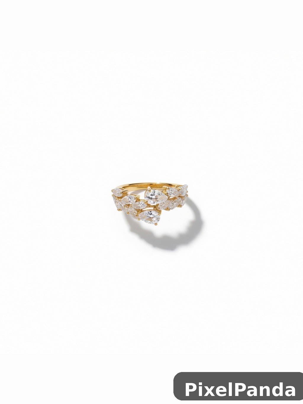 Gold ring with multiple pear-shaped diamond stones