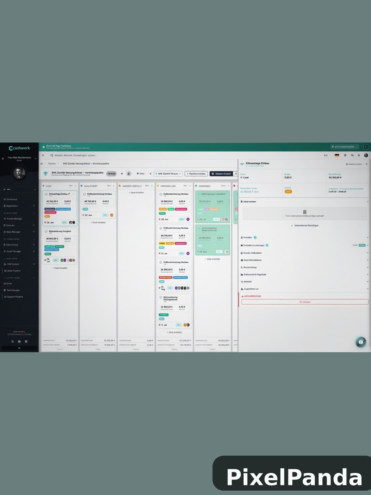 Cashwerk financial dashboard with expense tracking interface