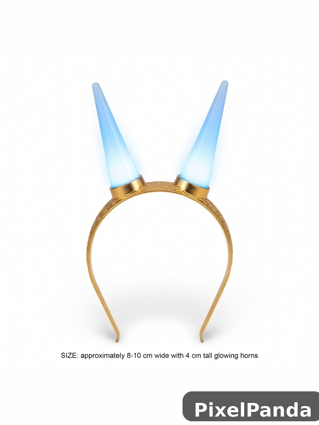 Gold headband with light blue glowing cone horns