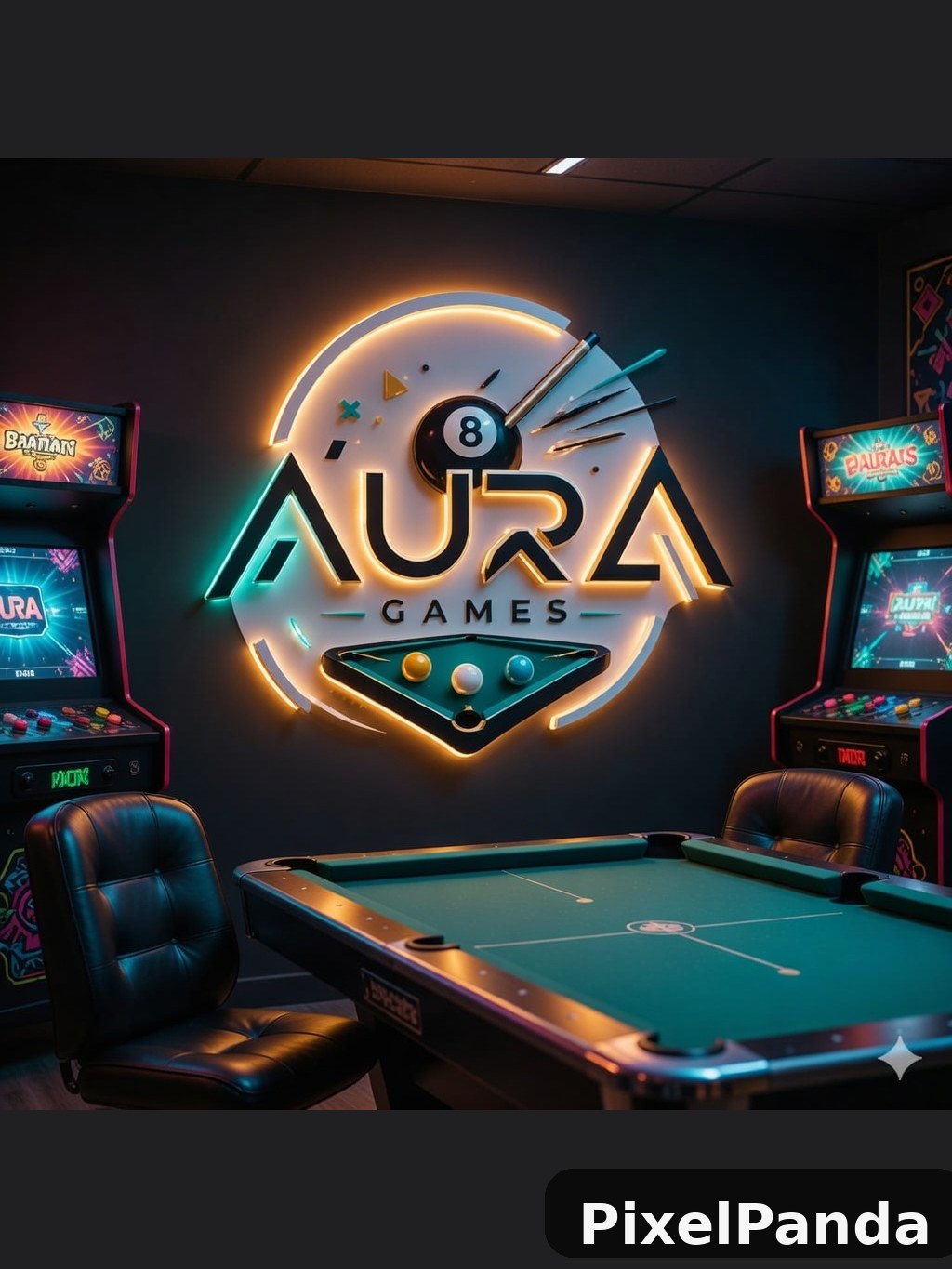 Neon Game Room — Made with PixelPanda