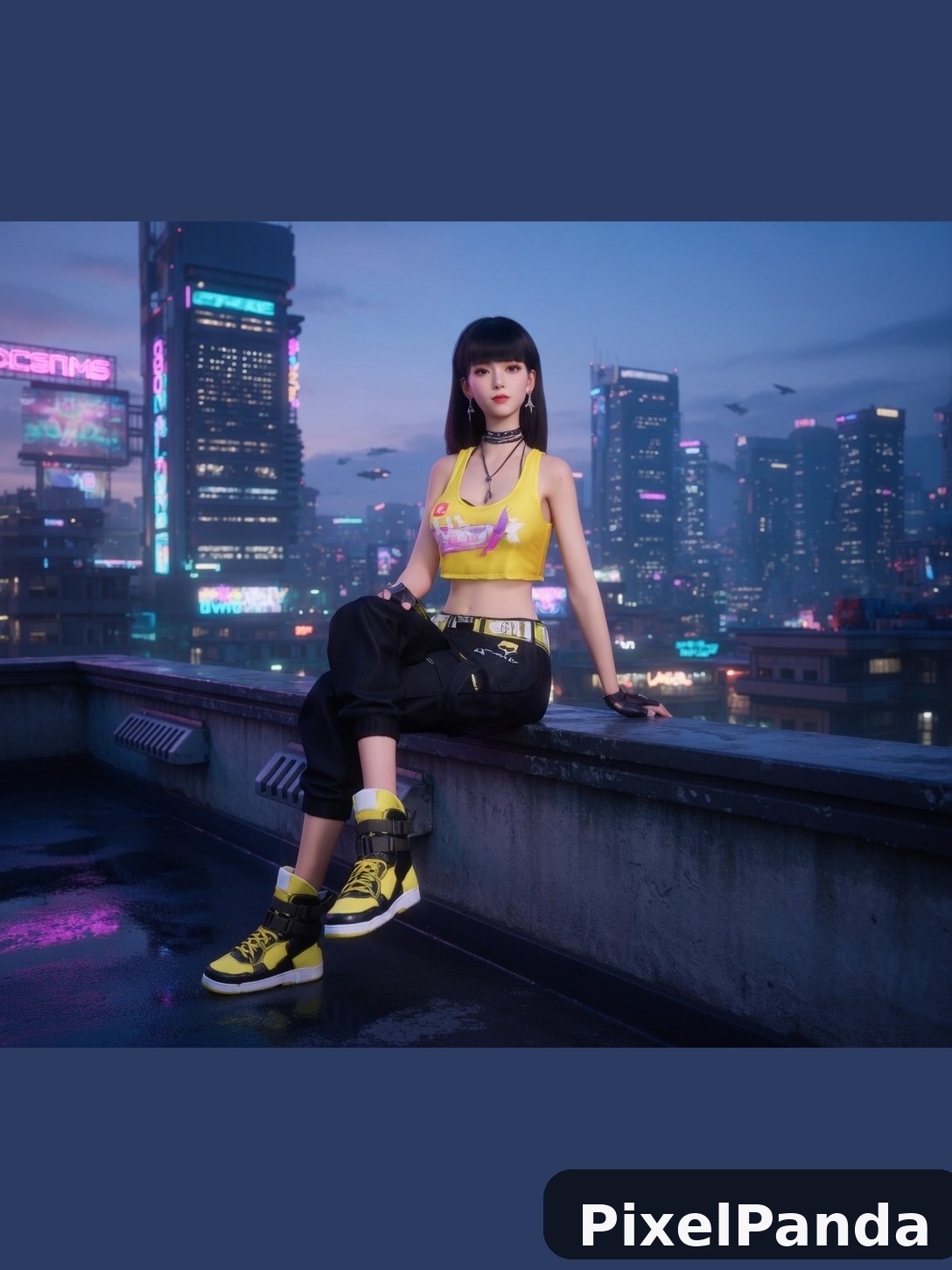 Nighttime Rooftop — Made with PixelPanda