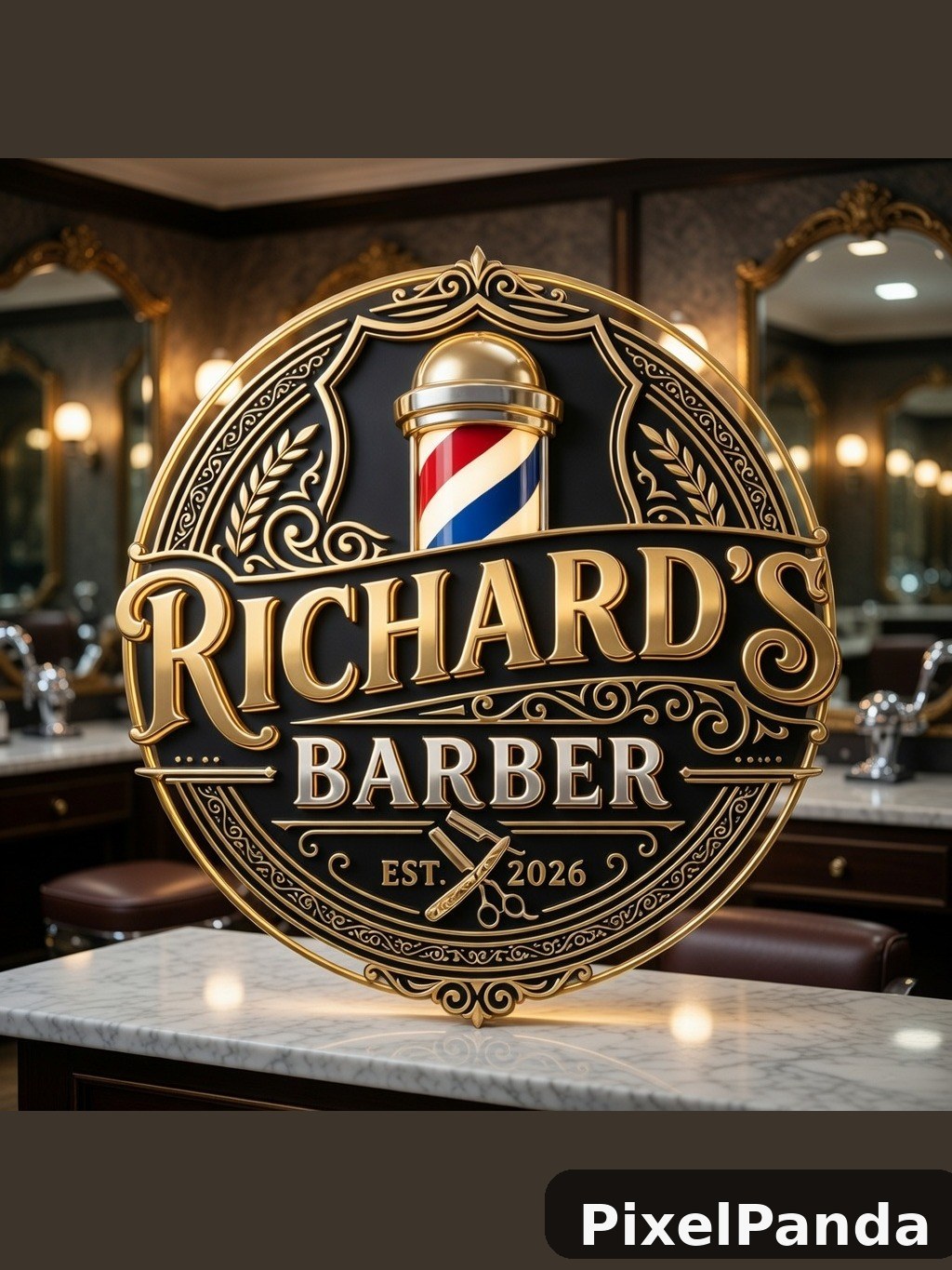 Classic Barber Interior — Made with PixelPanda