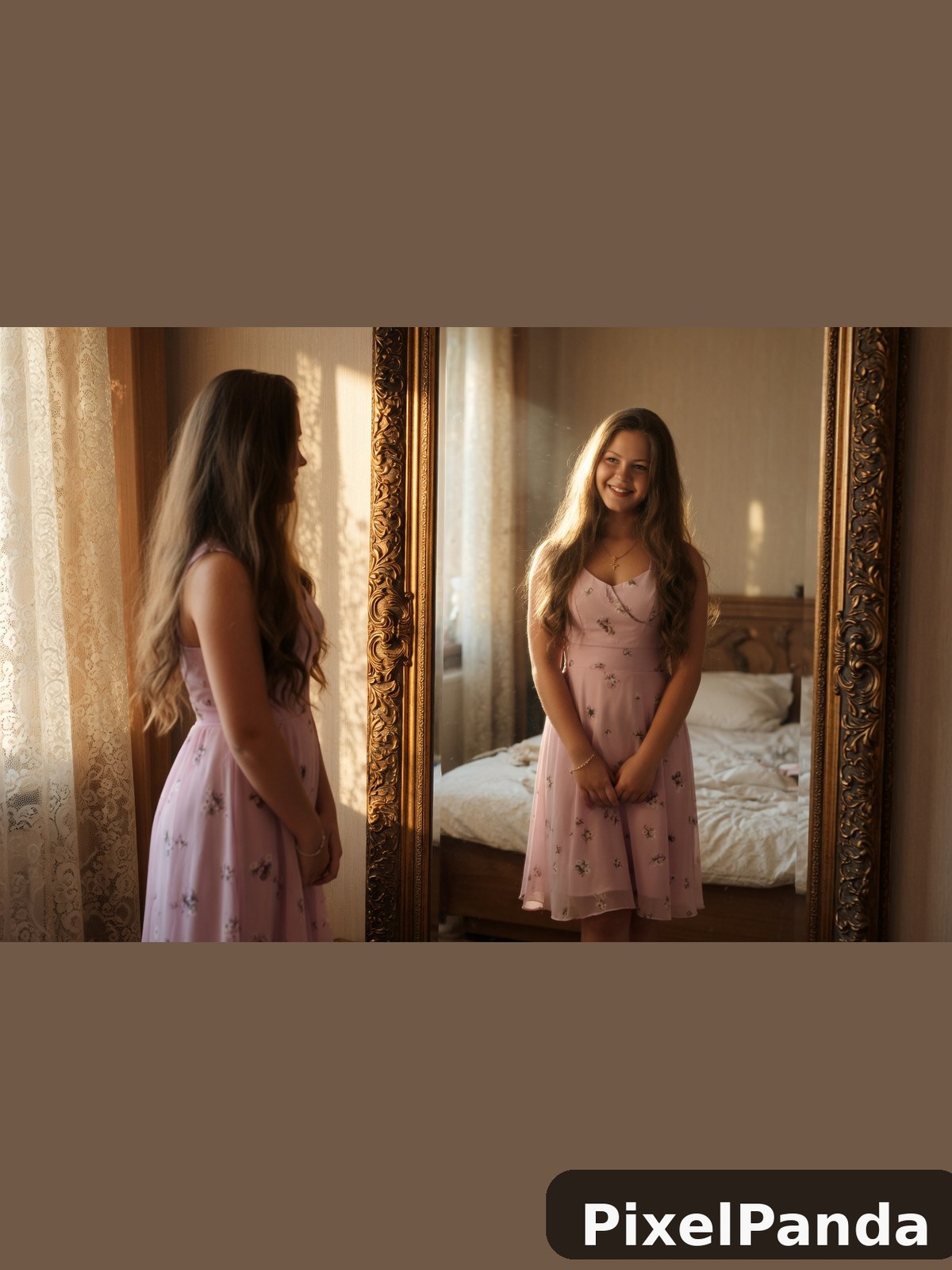 Sunlit Bedroom Mirror — Made with PixelPanda