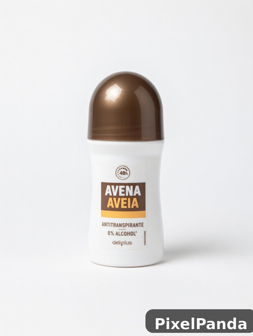 White roll-on deodorant bottle with brown dome cap