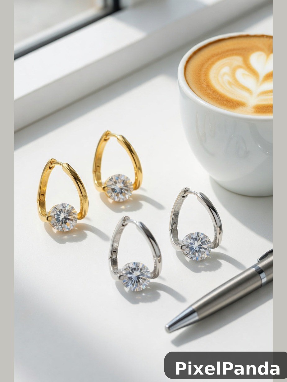 Gold and silver teardrop earrings with cubic zirconia stones