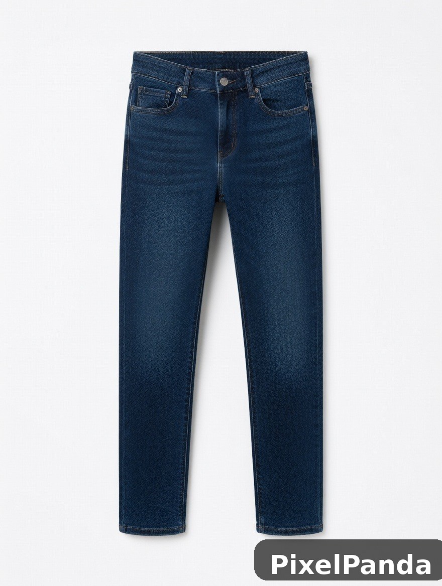 Dark blue denim jeans with classic five-pocket styling