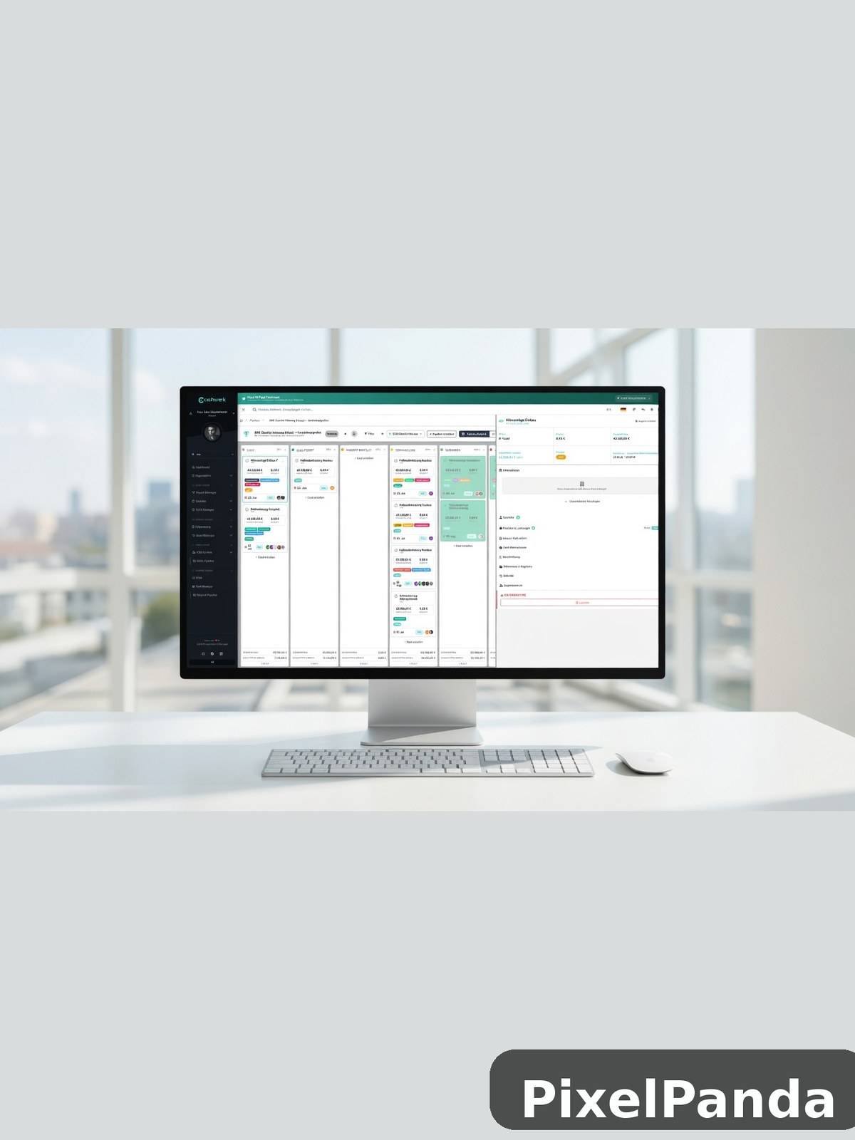 Desktop monitor displaying data analytics dashboard with charts and metrics