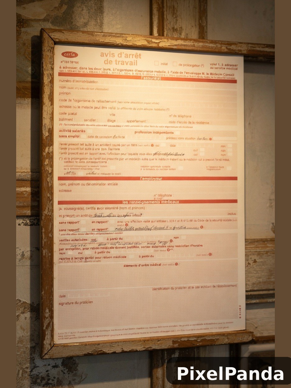 French work stoppage notice framed on weathered wall