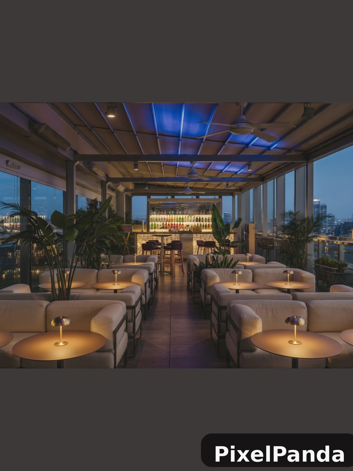 Rooftop Bar Setting — Made with PixelPanda