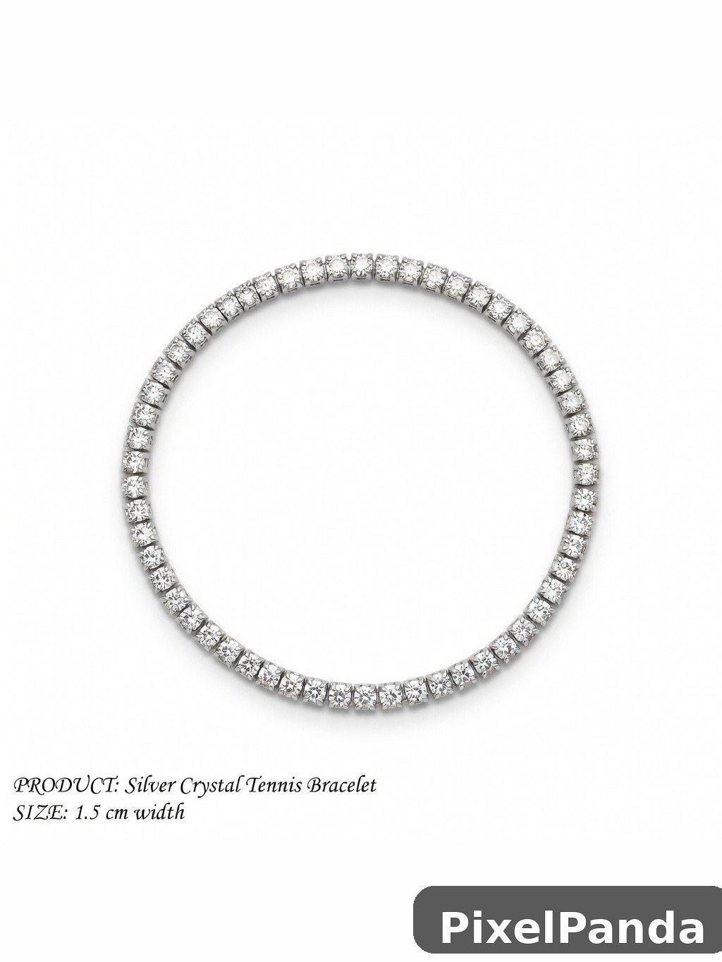 Silver crystal tennis bracelet with continuous stone setting