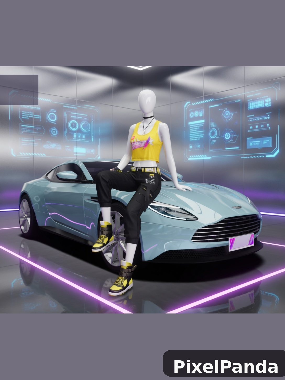 Neon Garage Hero — Made with PixelPanda