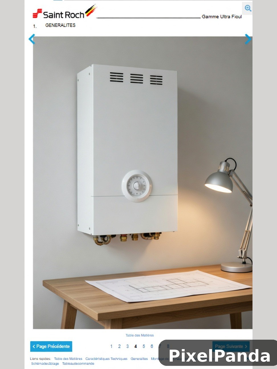 White wall-mounted boiler with temperature dial and vent grilles
