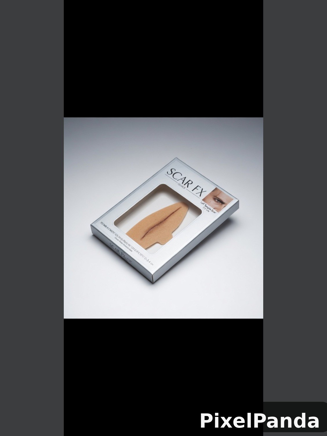 White box packaging for scar concealer product with tan shade