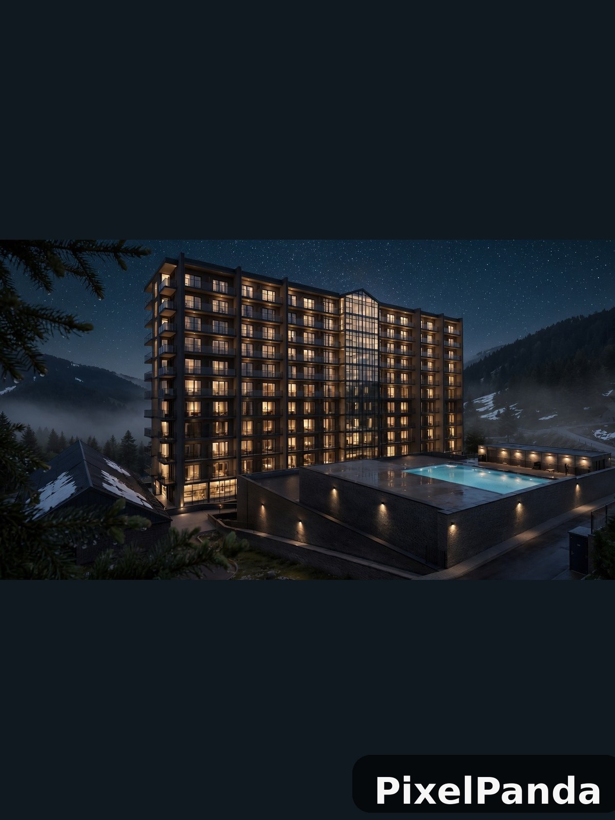 Nighttime Facade Glow — Made with PixelPanda