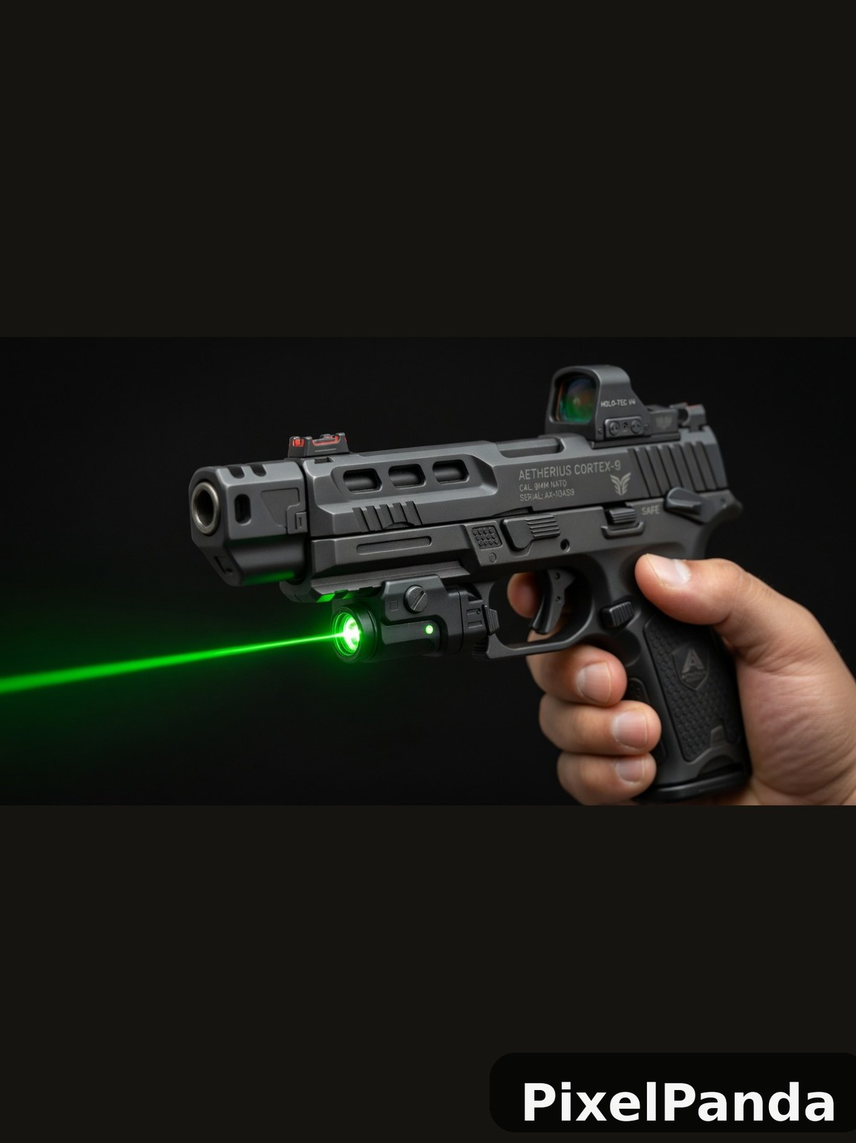 Green Laser Close-Up — Made with PixelPanda