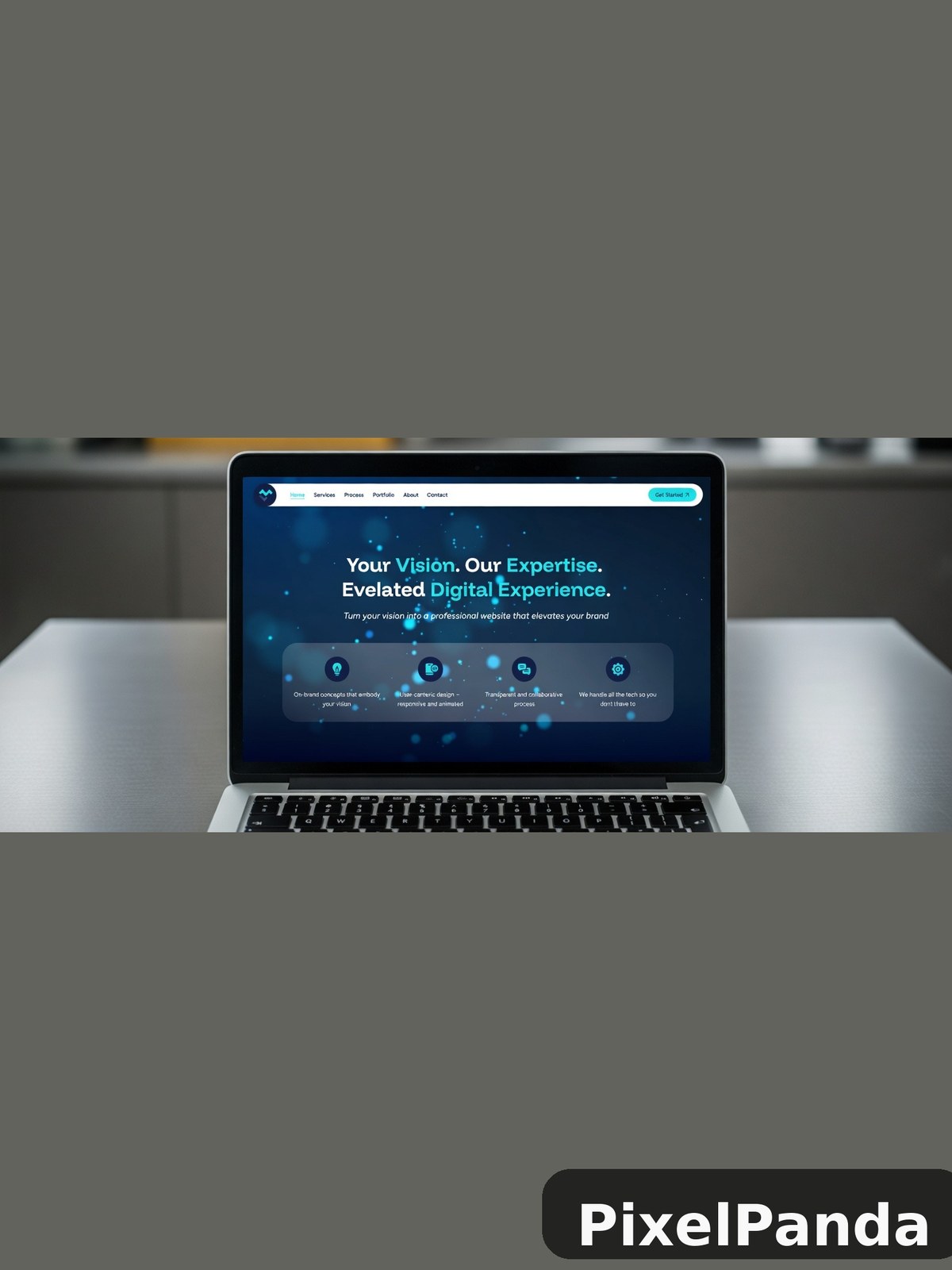 Digital agency website displayed on silver laptop screen