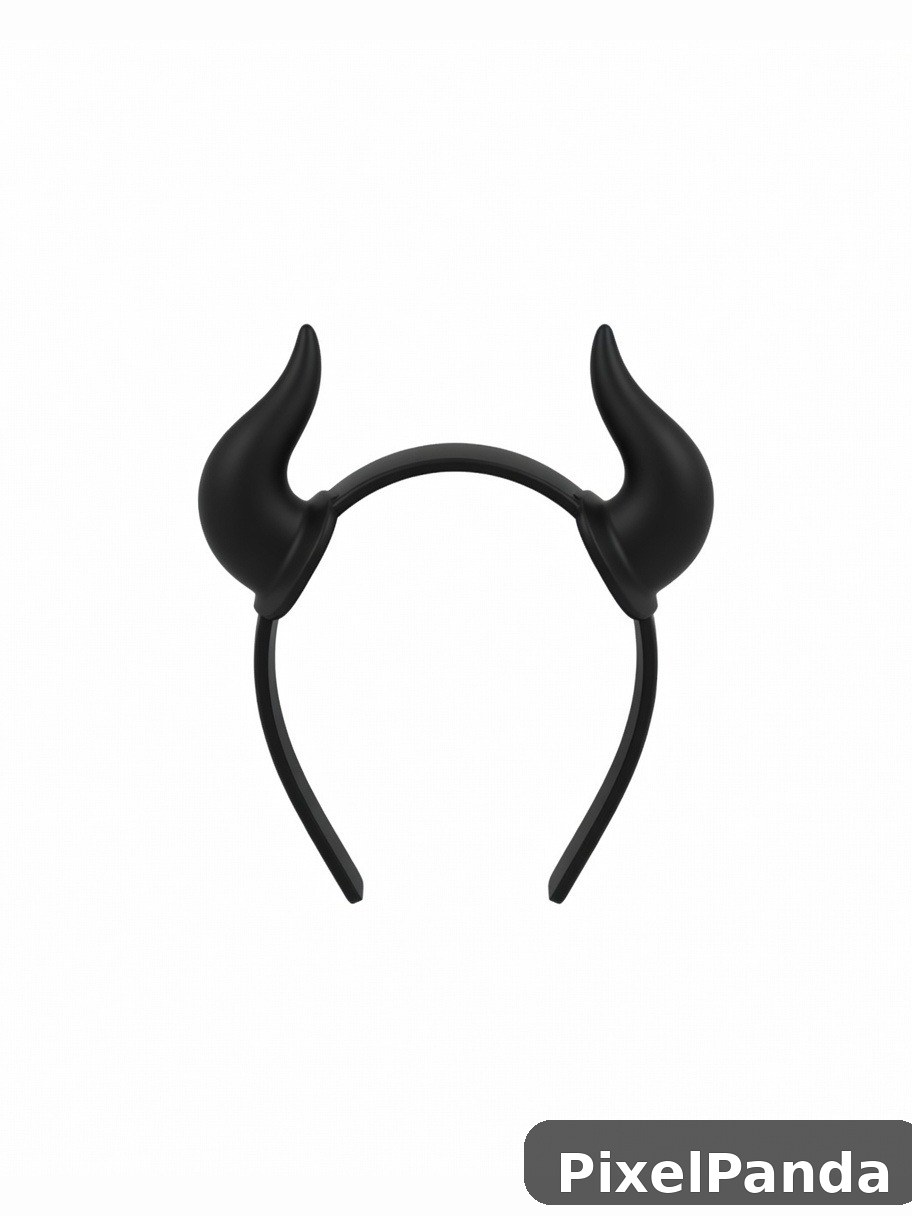 Black devil horns headband with curved pointed horns