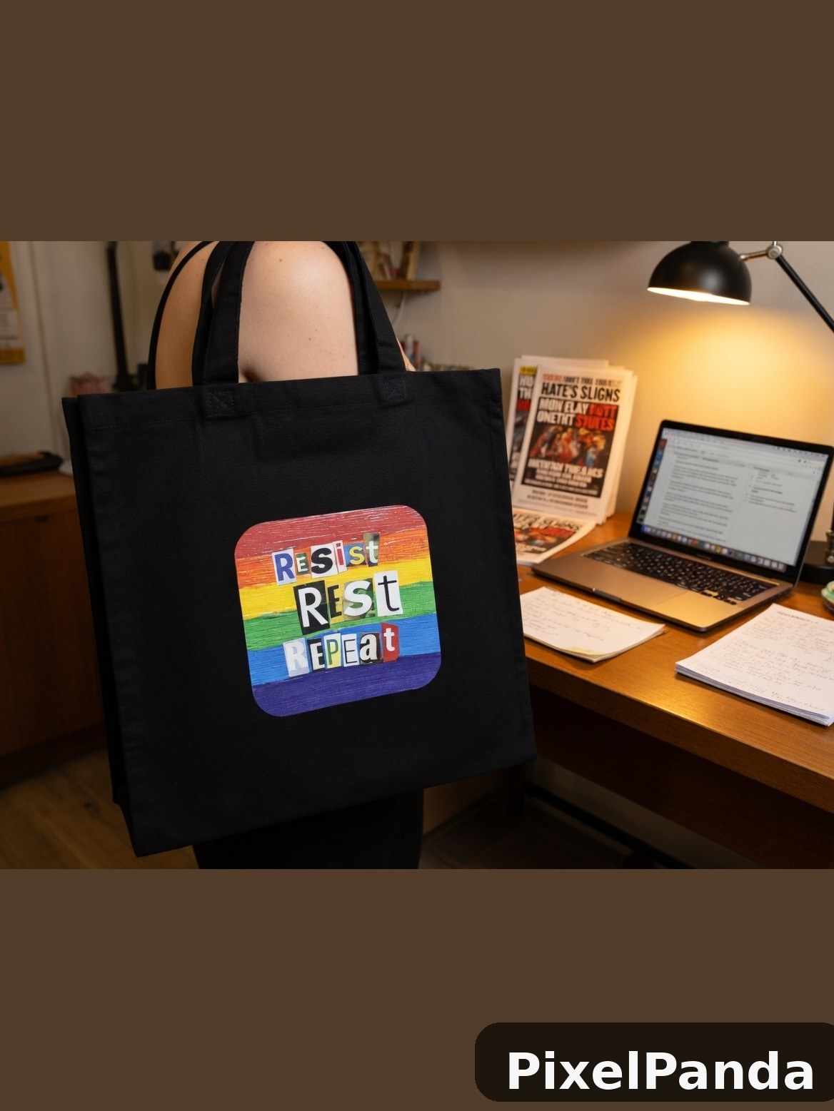 Activist Desk Setup — Made with PixelPanda