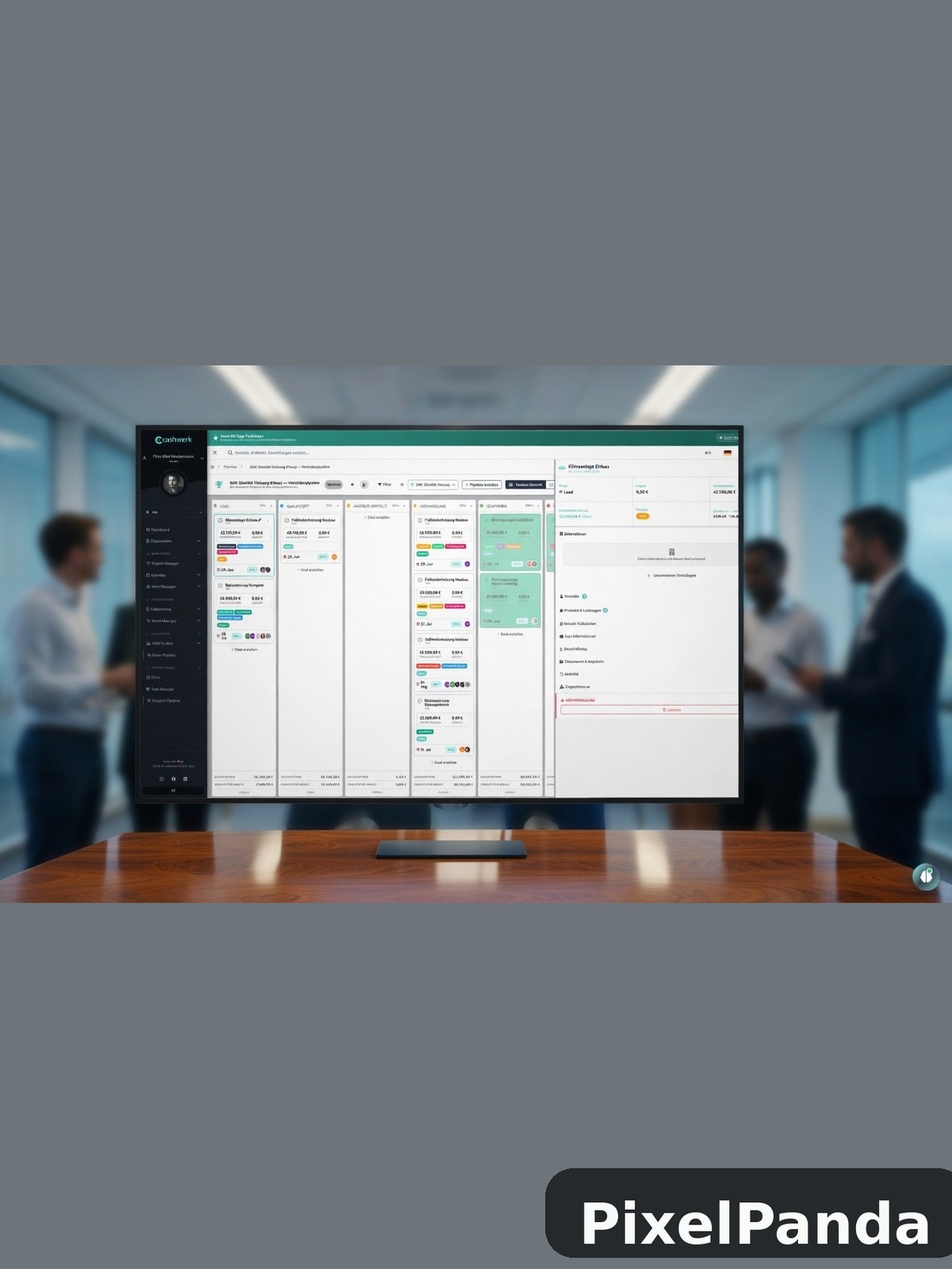 Financial analytics dashboard displayed on office monitor