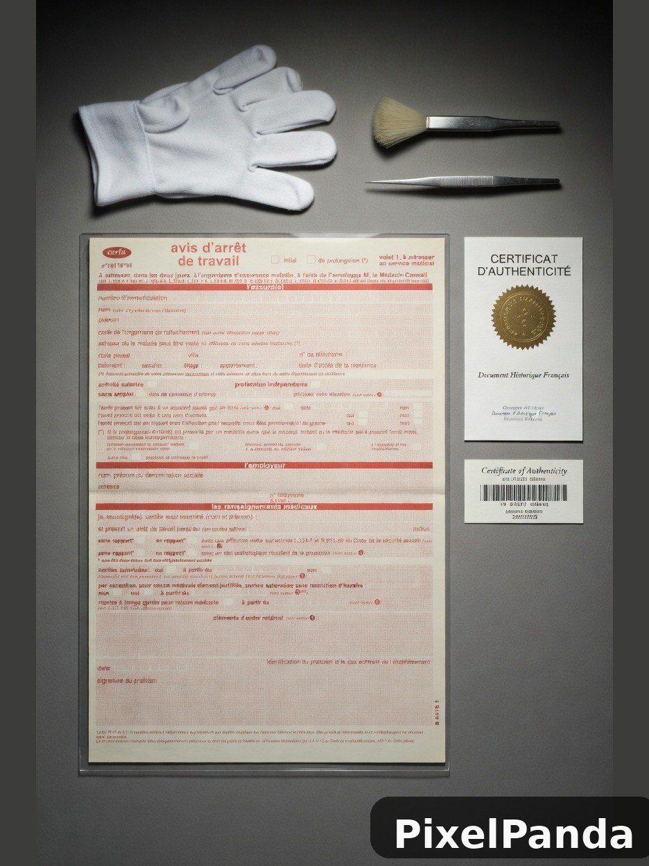 White cotton gloves with medical documents and fine brushes on gray surface