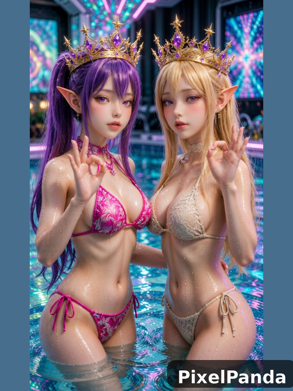 Holographic Pool Party — Made with PixelPanda