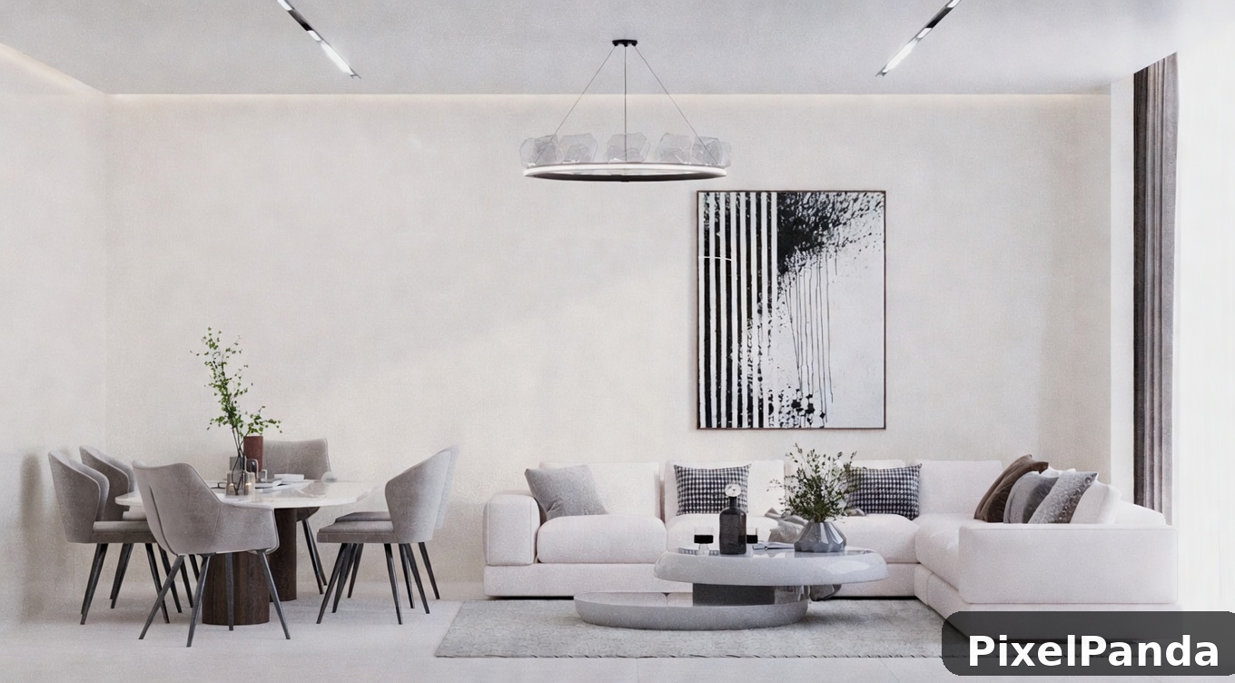 Monochrome Living Room — Made with PixelPanda