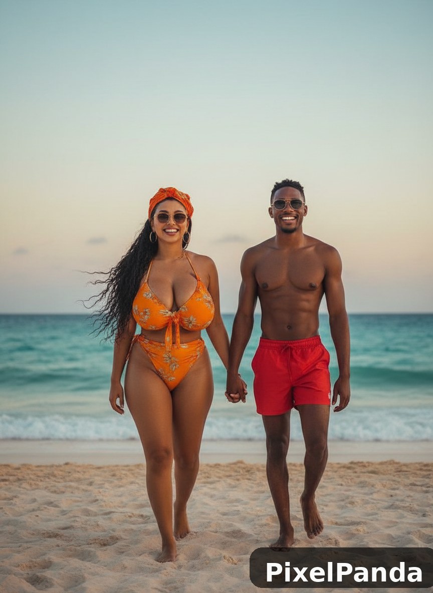 Beachfront Sunset Couple — Made with PixelPanda