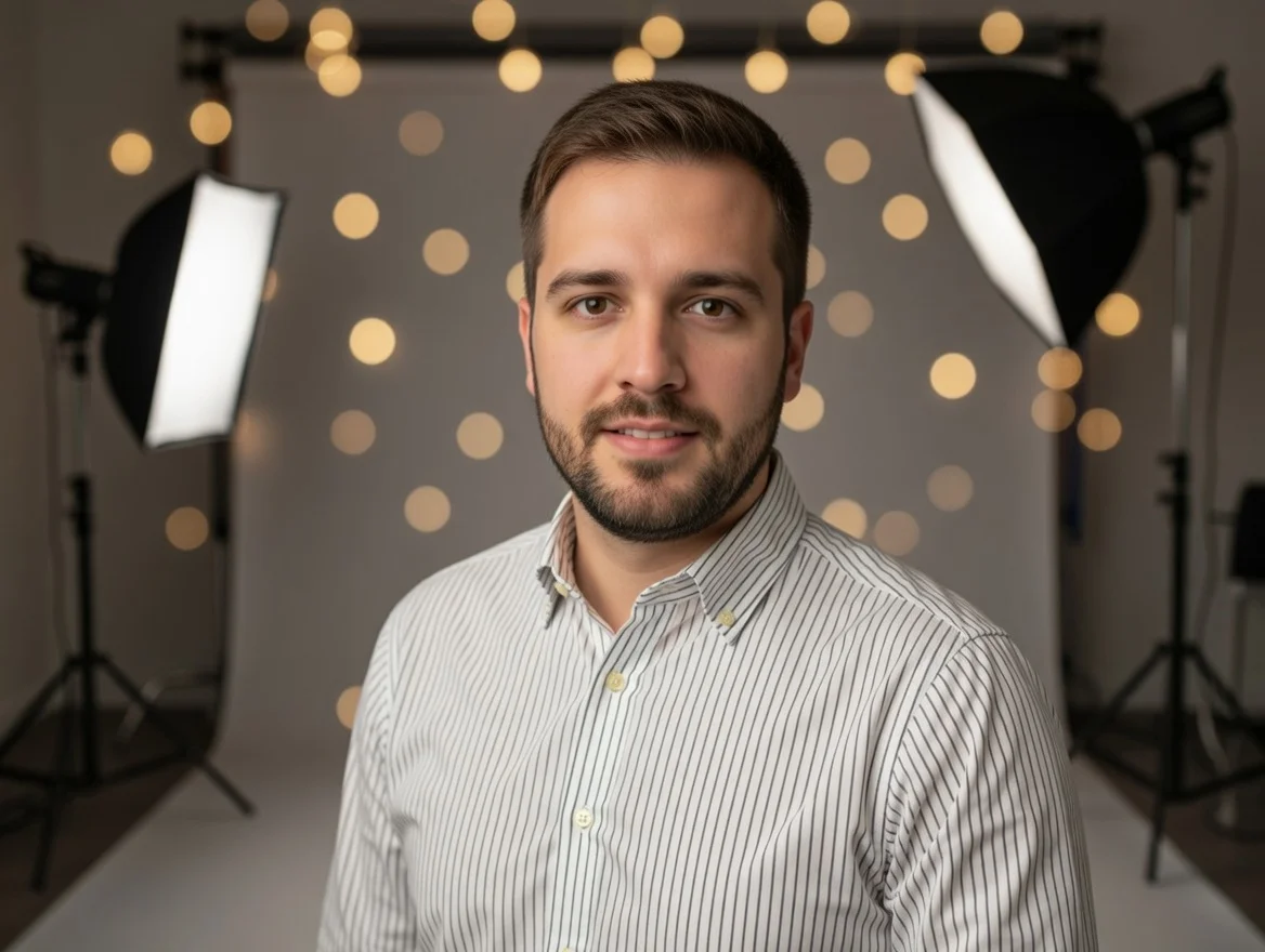 Person in professional studio